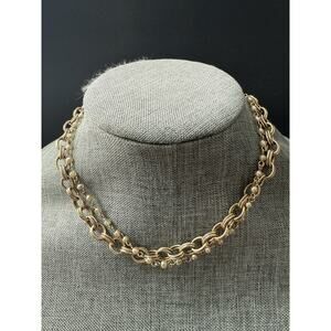 Sarah Coventry Twisted Cable Link Necklace Gold Tone Faux Pearl Classic Capsule